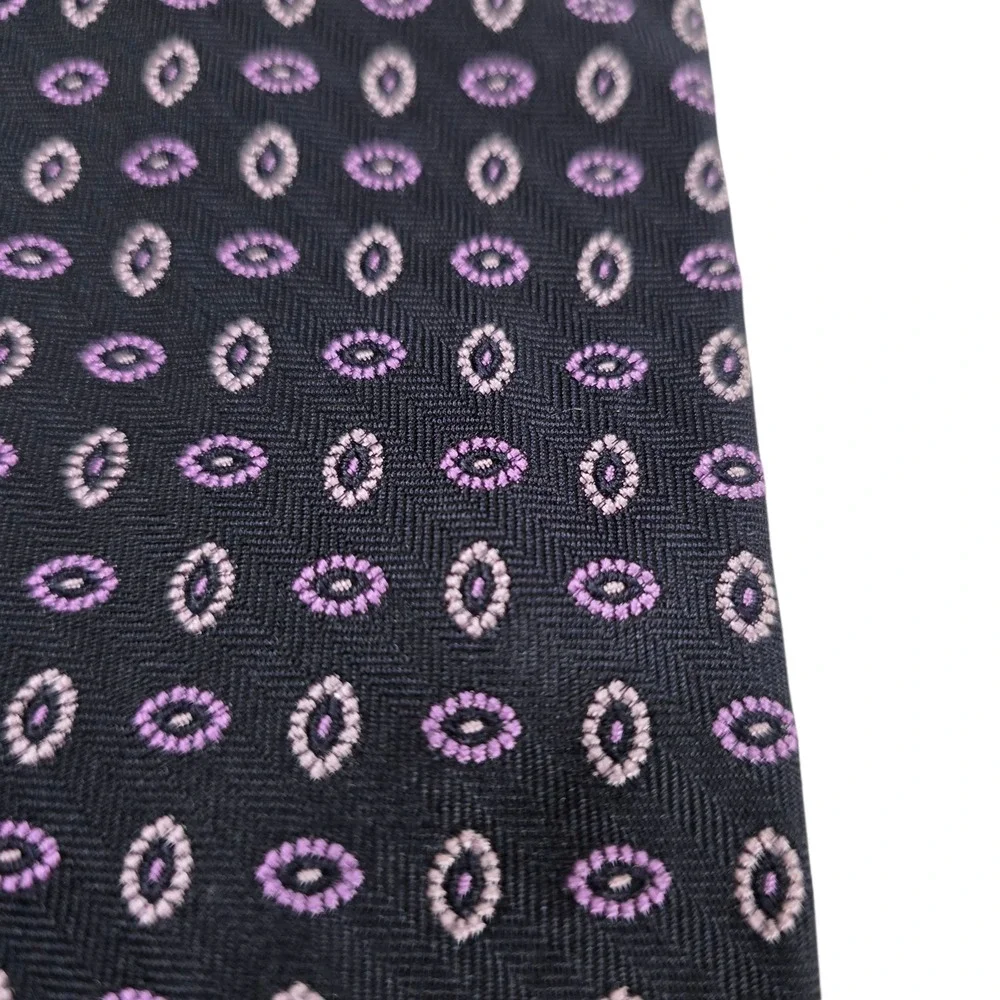 Brooks Brothers Mens Necktie Navy Purple Floral Silk Embroidered Luxury Designer